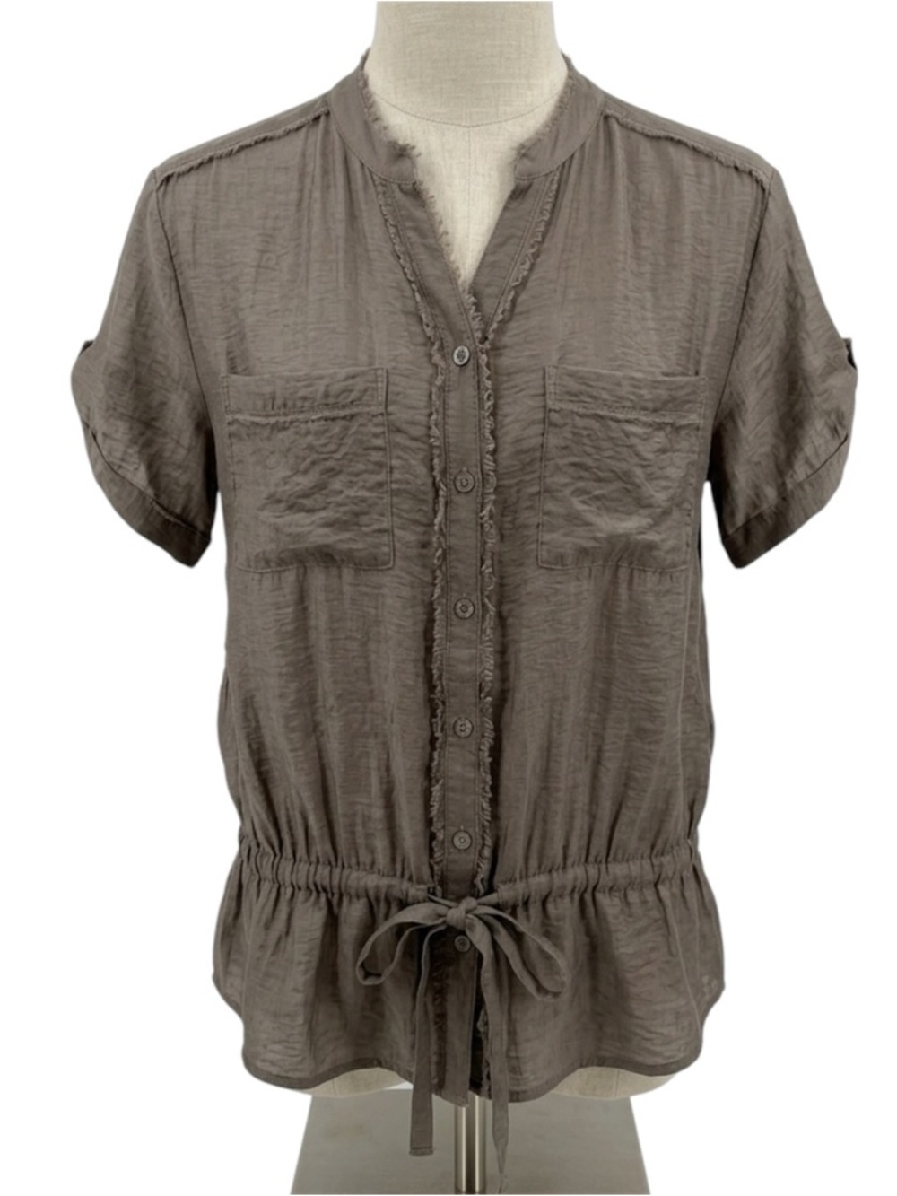 Ann Taylor Loft women button up shirts size small tie waist shimmer